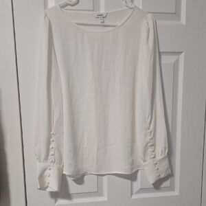 Express White Button Cuff Blouse